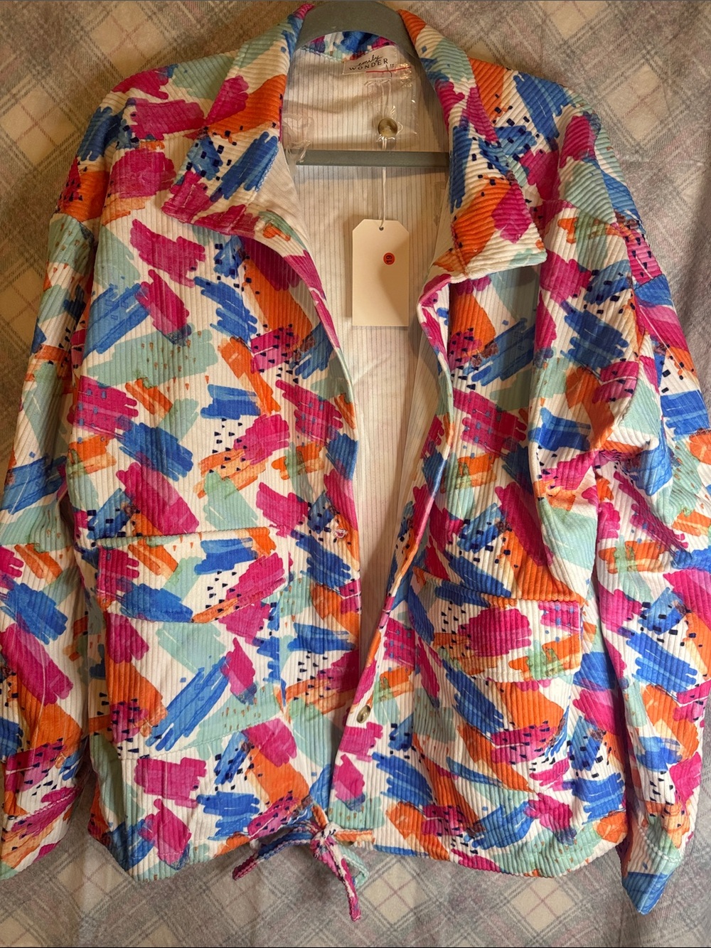 Multicolor Brushstroke Corduroy Utility Jacket - Women